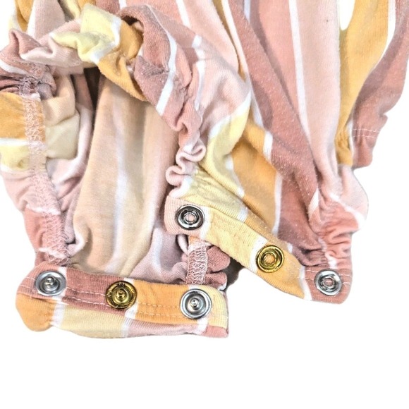 Jessica Simpson Baby Girl 3-6 Month Pink Stripe Ruffle Sleeveless Romper Shower - Picture 3 of 6